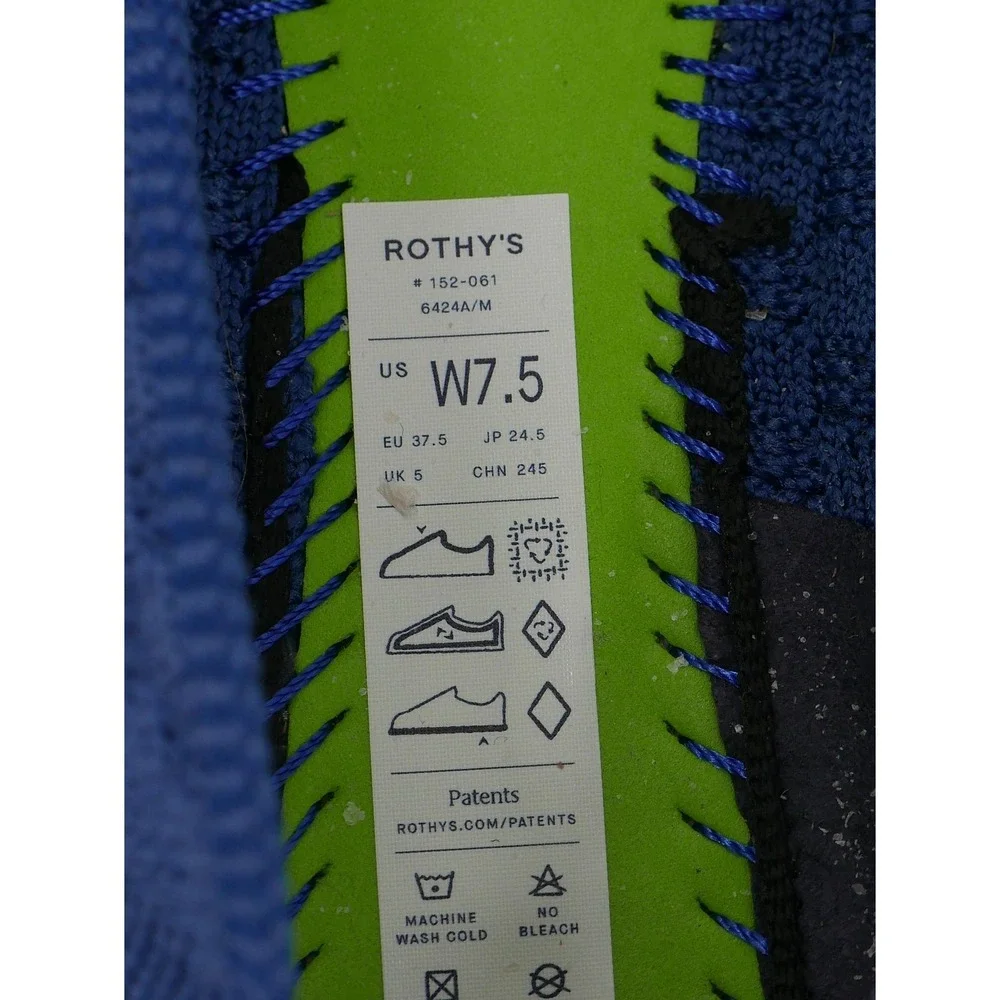 Rothy's The Point Flats Blue Knit Pointed Toe Washable Women's Size 7.5